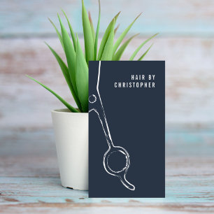 Cool Minimalist Blue White Scissors Hair Stylist Business Card
