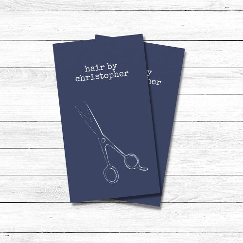 Cool Minimalist Blue White Scissors Hair Stylist  Business Card