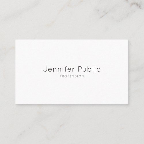 Cool Minimalist Design Modern White Elegant Plain Business Card