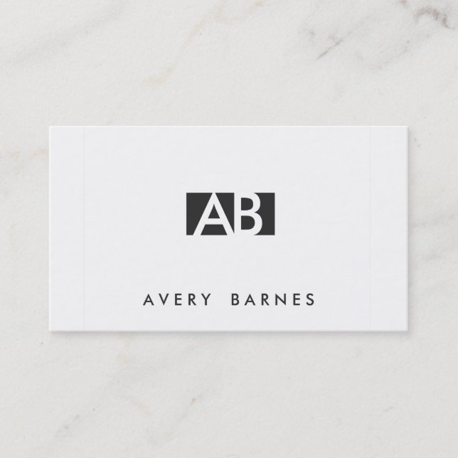 Cool Minimalist Monogram Modern Black and White Business Card (Front)