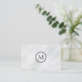 Cool Minimalist Monogrammed Elegant Marble Business Card (Standing Front)