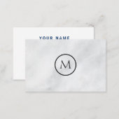 Cool Minimalist Monogrammed Elegant Marble Business Card (Front/Back)