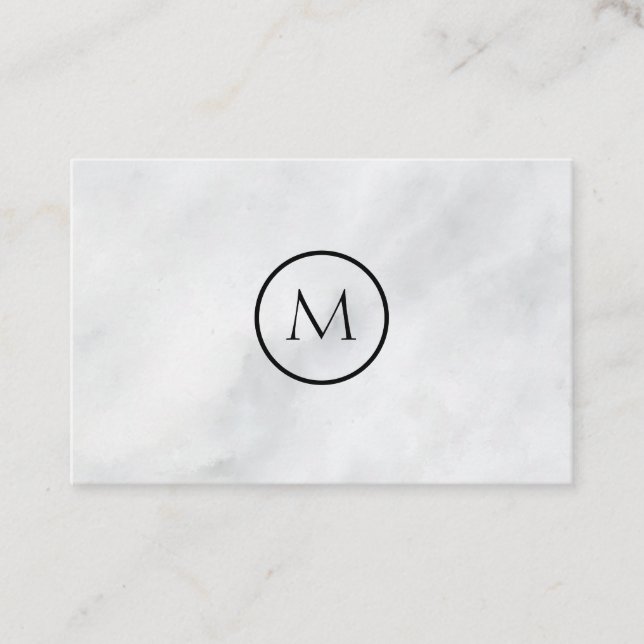Cool Minimalist Monogrammed Elegant Marble Business Card (Front)