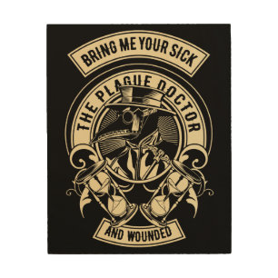 Cool Minimalist Plague Doctor Vintage Wood Wall Art
