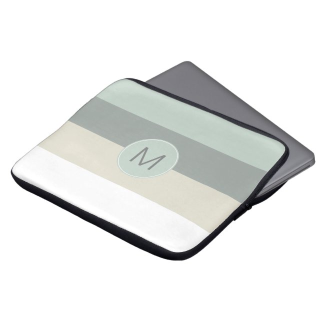 Cool Minimalist Stripes Pattern with Your Monogram Laptop Sleeve (Front Top)