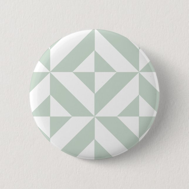 Cool Mint Geometric Deco Cube Pattern Button (Front)