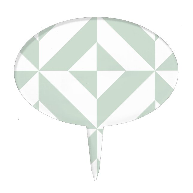 Cool Mint Geometric Deco Cube Pattern Cake Topper (Front)