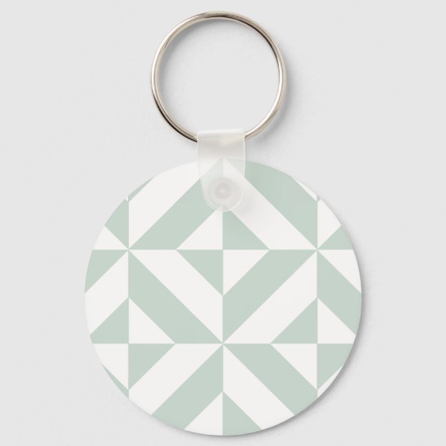 Cool Mint Geometric Deco Cube Pattern Keychain (Front)