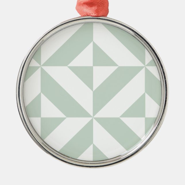 Cool Mint Geometric Deco Cube Pattern Metal Ornament (Front)