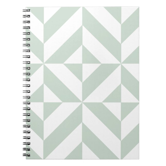 Cool Mint Geometric Deco Cube Pattern Notebook (Front)