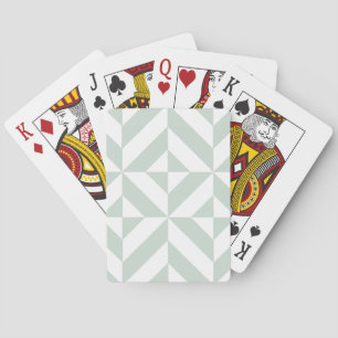 Cool Mint Geometric Deco Cube Pattern Poker Cards