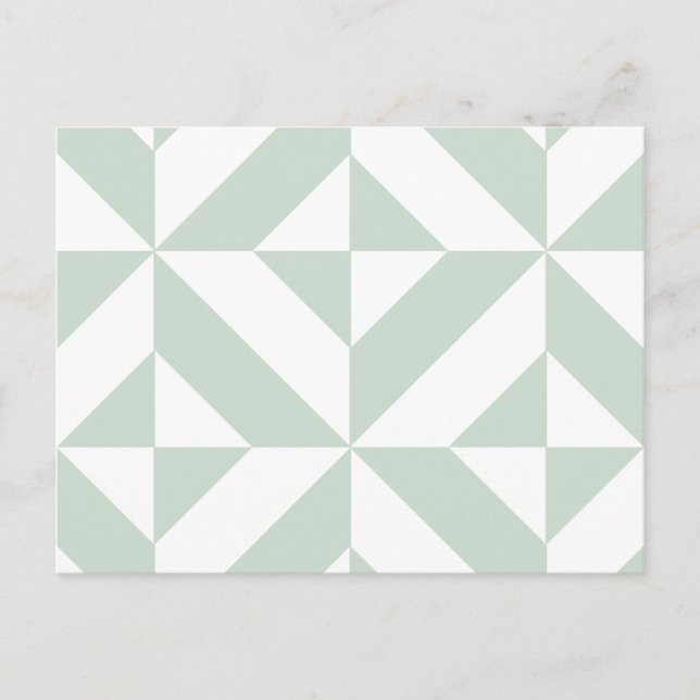 Cool Mint Geometric Deco Cube Pattern Postcard (Front)