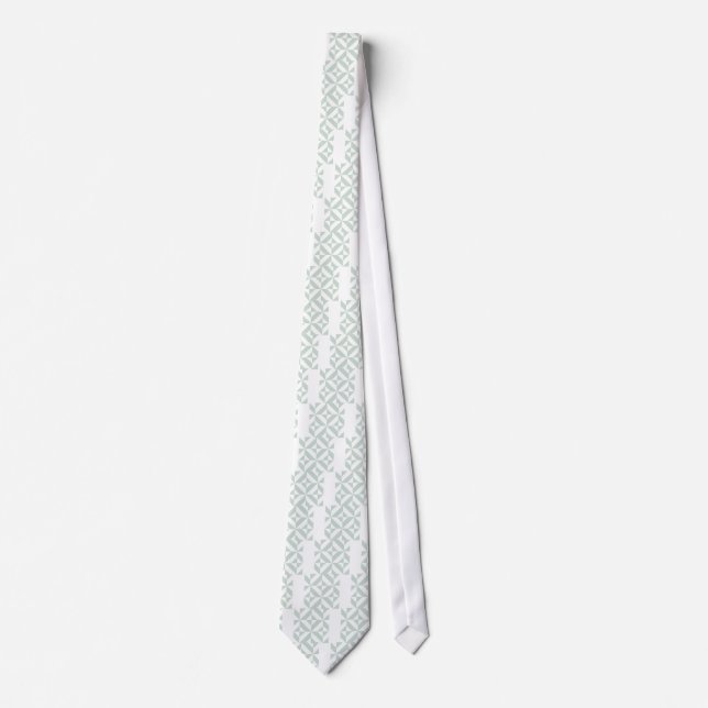 Cool Mint Geometric Deco Cube Pattern Tie (Front)