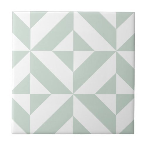 Cool Mint Geometric Deco Cube Pattern Tile