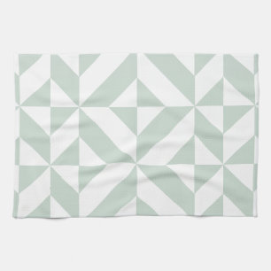 Cool Mint Geometric Deco Cube Pattern Towel