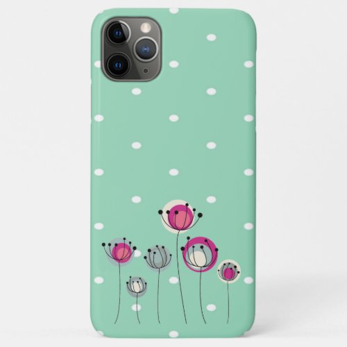 Cool Mint  Polka Dots Simplistic Flowers iPhone 11 Pro Max Case