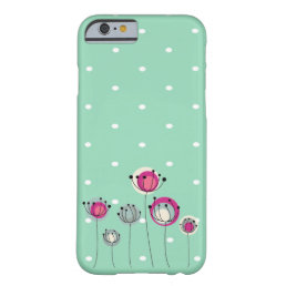 Cool Mint  Polka Dots ,Simplistic Flowers Barely There iPhone 6 Case