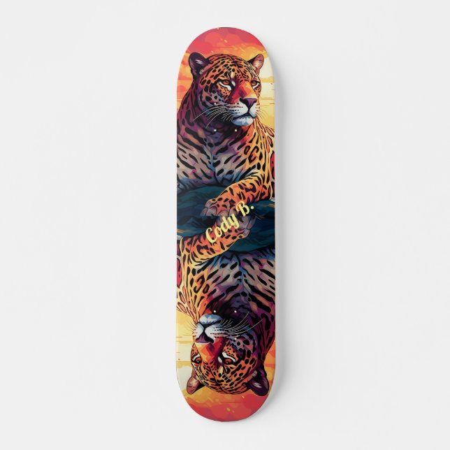 Cool Mirror Image Tropical Tiger Skateboard (Front)