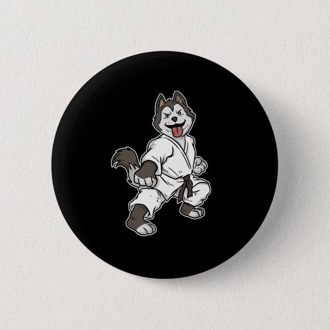 Cool MMA Fighter Dog Taekwondo Lover Gift Idea Button (Front)