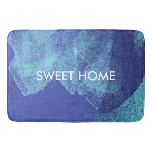 Cool modern abstract blue painting design art bathroom mat