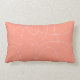 Cool Modern Abstract Line Art Drawing Coral Peach Lumbar Pillow