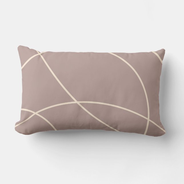 Cool Modern Abstract Line Art Drawing Dusty Mauve Lumbar Pillow (Front)