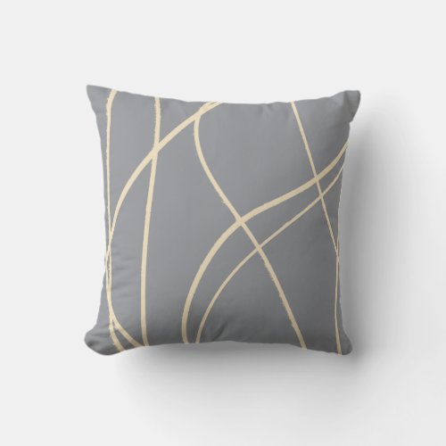 Cool Modern Abstract Line Art Drawing Muted Gray Throw Pillow