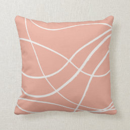 Cool Modern Abstract Line Art Drawing Muted Peach Throw Pillow