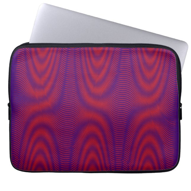   Cool & Modern Abstract Moiré Effect Purple & Red Laptop Sleeve (Front)