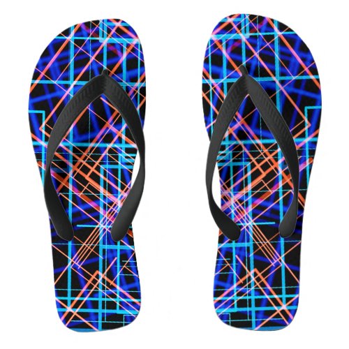 Cool Modern Abstract Neon Laser Trendy Pattern Flip Flops