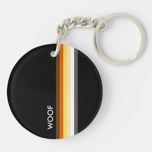 Cool Modern and clean Gay Bear Pride Flag WOOF Keychain (Back)
