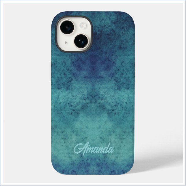 Cool Modern Aqua Blue and Purple Abstract Case-Mate iPhone Case (Creator Uploaded)