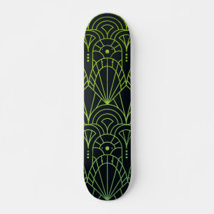 Cool Modern Art Deco Green Black Pattern Skateboard