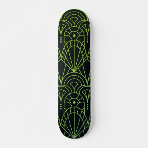Cool Modern Art Deco Green Black Pattern Skateboard