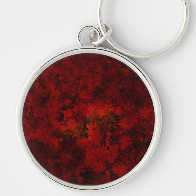 Cool, modern art of floral / flower pattern keychain (Front)