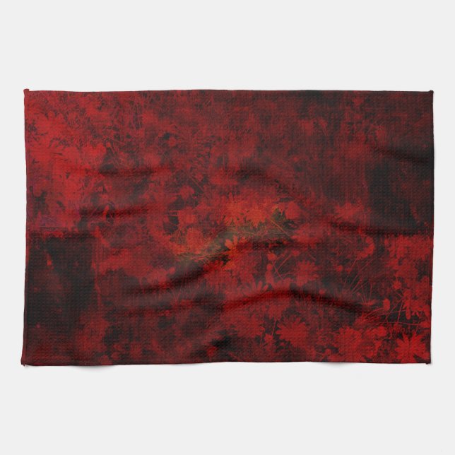 Cool, modern art of floral / flower pattern kitchen towel (Horizontal)