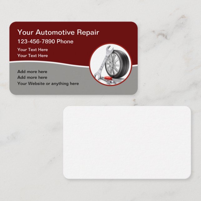 Cool Modern Automotive Services Business Card (Front/Back)