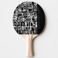 cool / modern b/w table-tennis-paddle with name Ping-Pong paddle