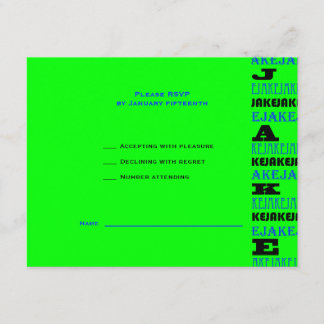 Cool Modern Bar Mitzvah RSVP Black Blue Card