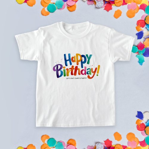 Cool Modern Birthday Colorful Watercolor Typo T-Shirt