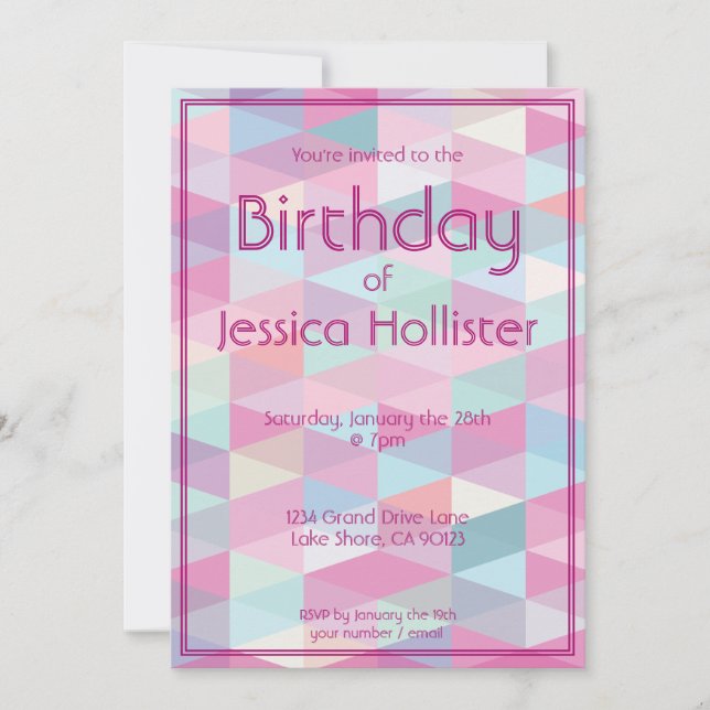 Cool Modern Birthday Invitation | Triangles (Front)