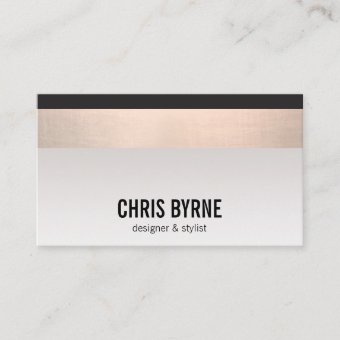 Cool Modern Black and Copper Rose Gold Stripe Business Card | Zazzle