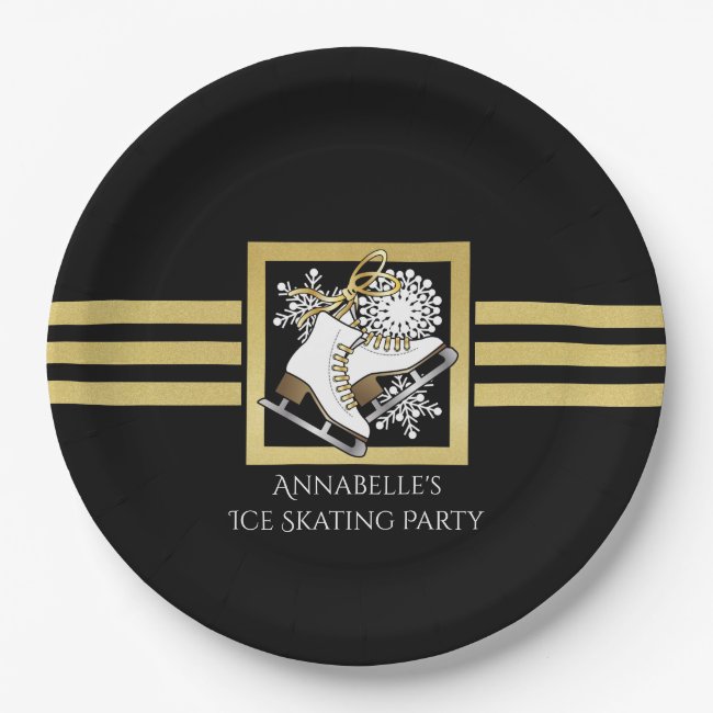 Cool Modern Black and Gold Glitter Ice Skating