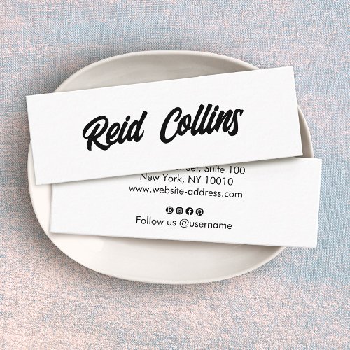 Cool Modern Black and White bold Script Mini Business Card