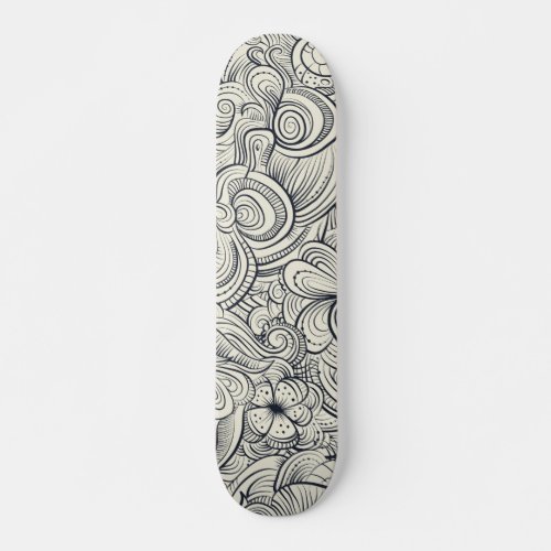 Cool Modern Black And White Floral Pattern Skateboard
