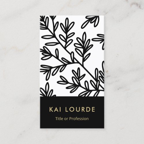 Cool Modern Black and White Leaf Pattern Business Card