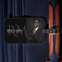 Cool Modern Black and White Photo Monogrammed Luggage Tag