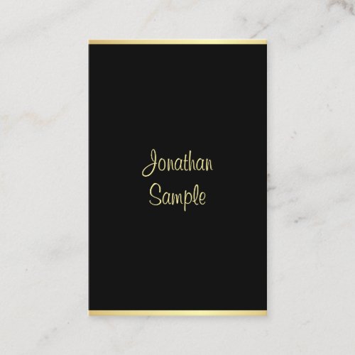 Cool Modern Black Gold Hand Script Personalized Business Card