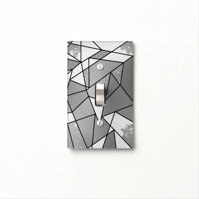 Cool Modern Black & Gray Distressed Geometric Light Switch Cover (In Situ)