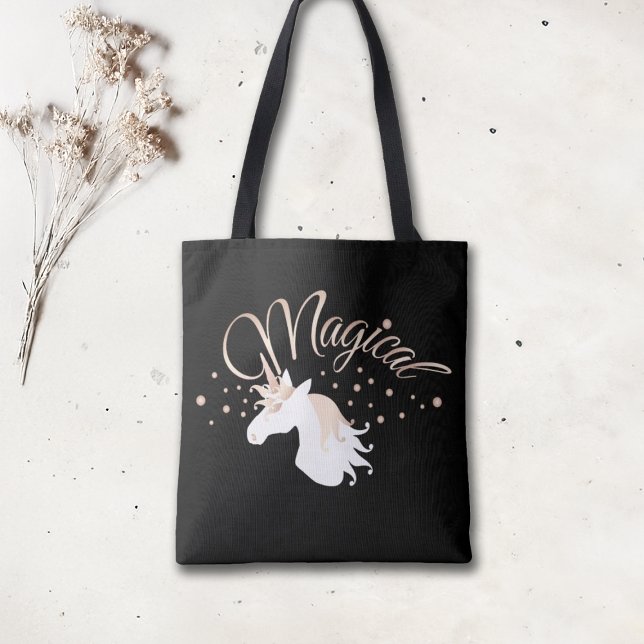 Cool Modern Black Magical Unicorn Tote Bag (Creator Uploaded)